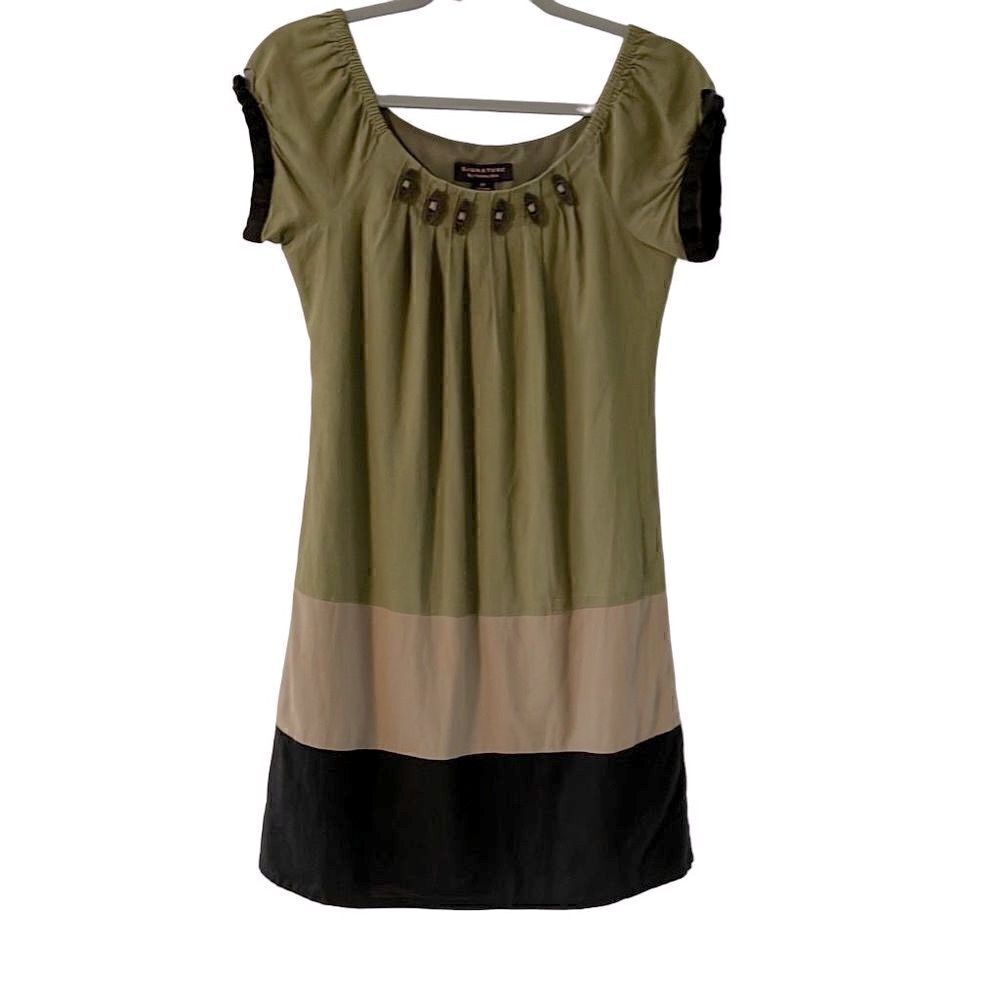 Robbie Bee Signature lined, detailed linen rayon dress size 8P